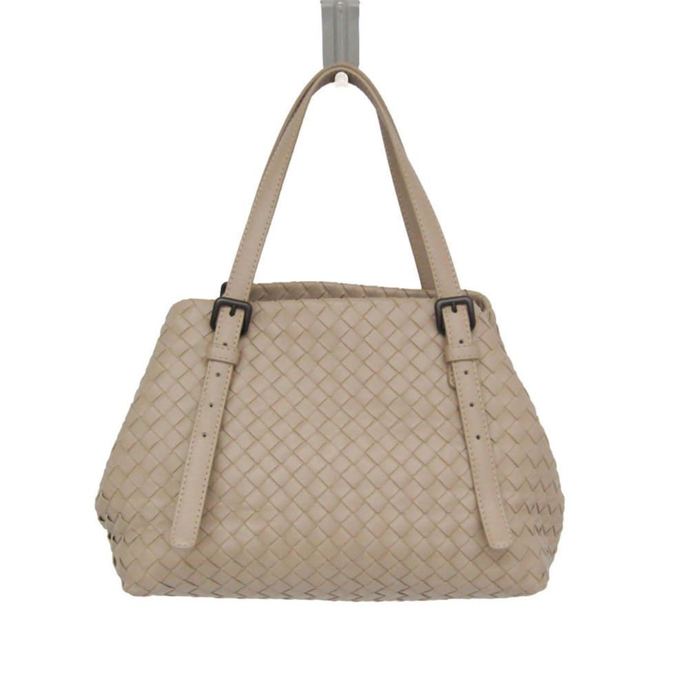 BOTTEGA VENETA Cream Leather Intrecciato Tote Bag